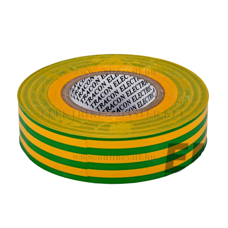 Gyors kiszállítás Tracon PVC szigetelőszalag 20mx18mm zöld-sárga