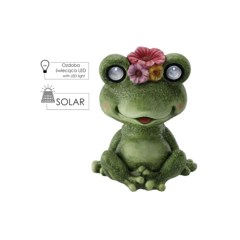Végkiárusítás Kerti dekor béka világító szemű 30,5x22.5x37,5cm CH